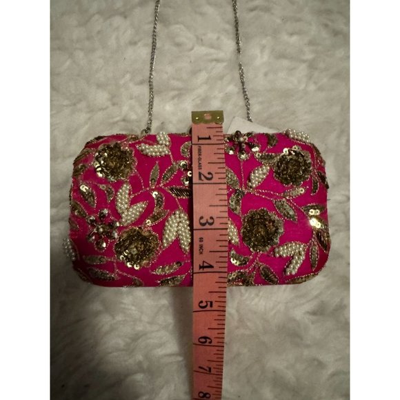5 Elements by Radhika Gupta Pink Clutch Purse with Chain NWT - Picture 6 of 9